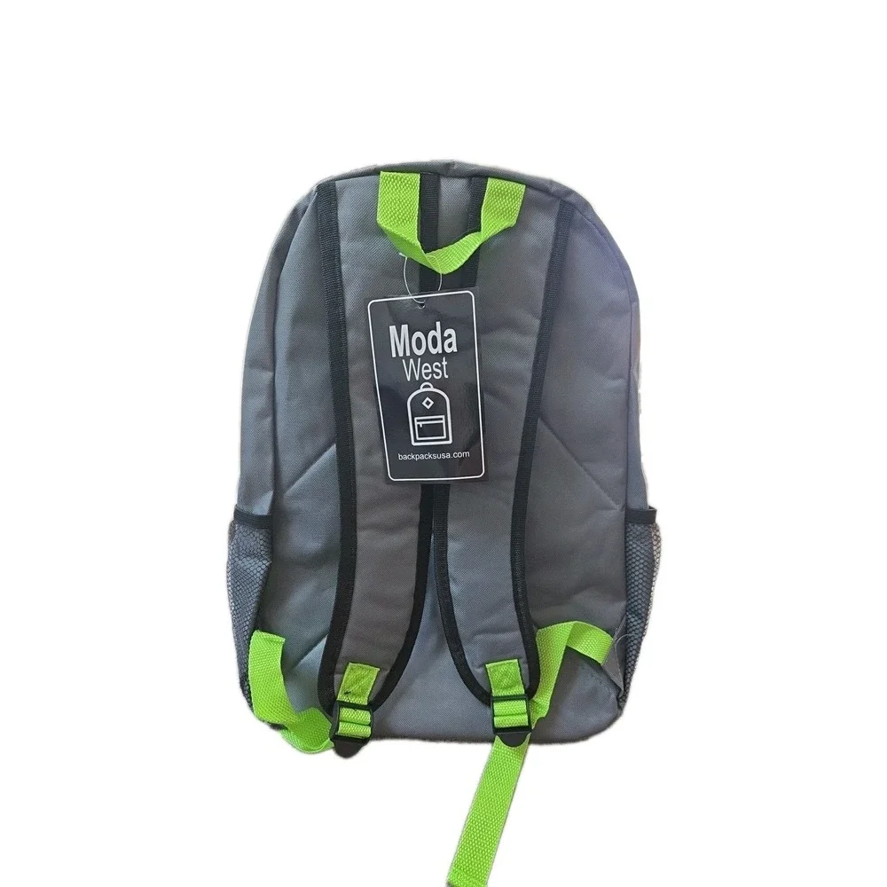 17‎ Inch Kids Backpack With Side Pockets Gray And Neon Green